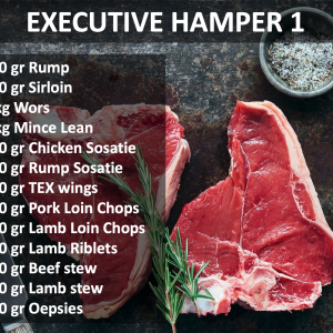 Picture of Steak and the description of executive hamper 1